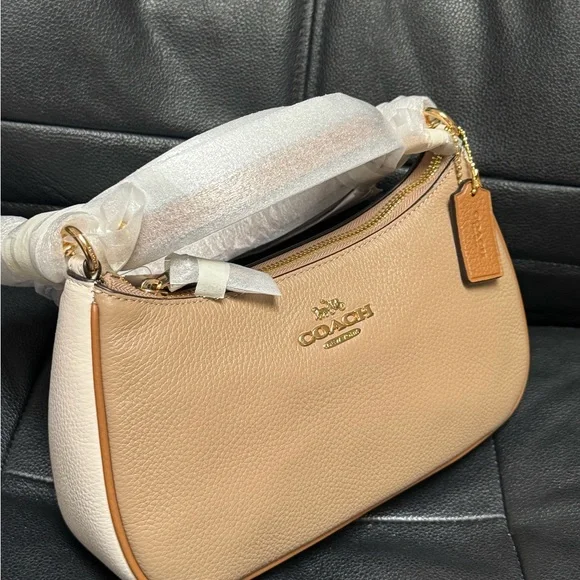 COACH Leather Teri Shoulder Bag In Colorblock CA173 Taupe Multi NWT